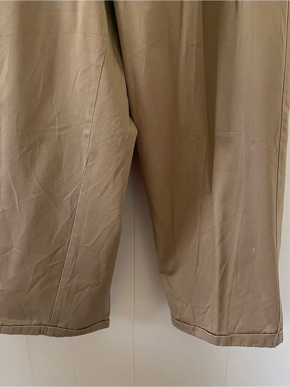 George Mens Khaki Pleated Dress Pants 44x30 Mocha Cotton Trouser Chinos